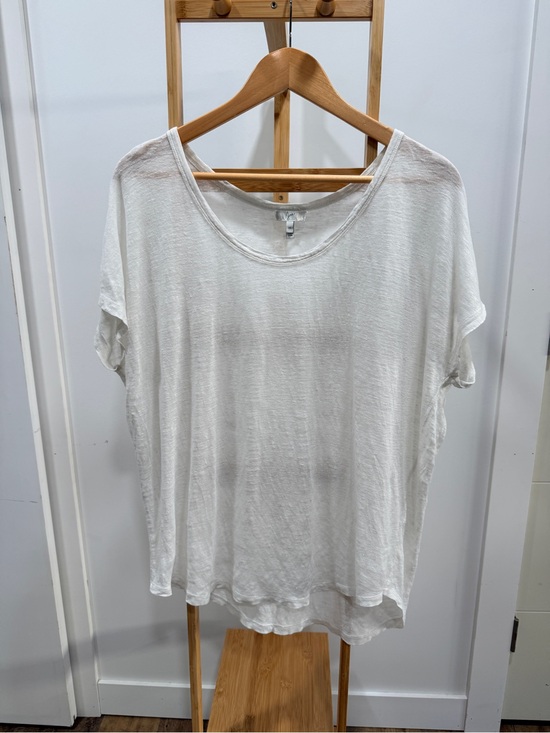 Joie Tops - Joie White Scoop Neck Short Sleeve 100% Linen Tee